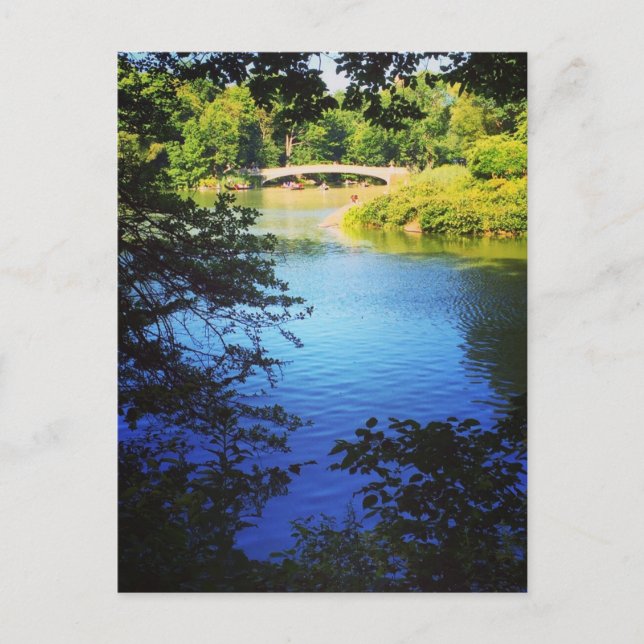 Central Park Lake Bow Bridge NYC New York Postcard (Front)