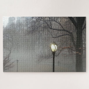 Central Park Lamppost in Winter Fog Jigsaw Puzzle