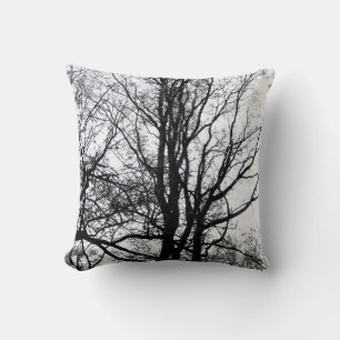 Central Park late autumn almost Barren Tree B&W Throw Pillow