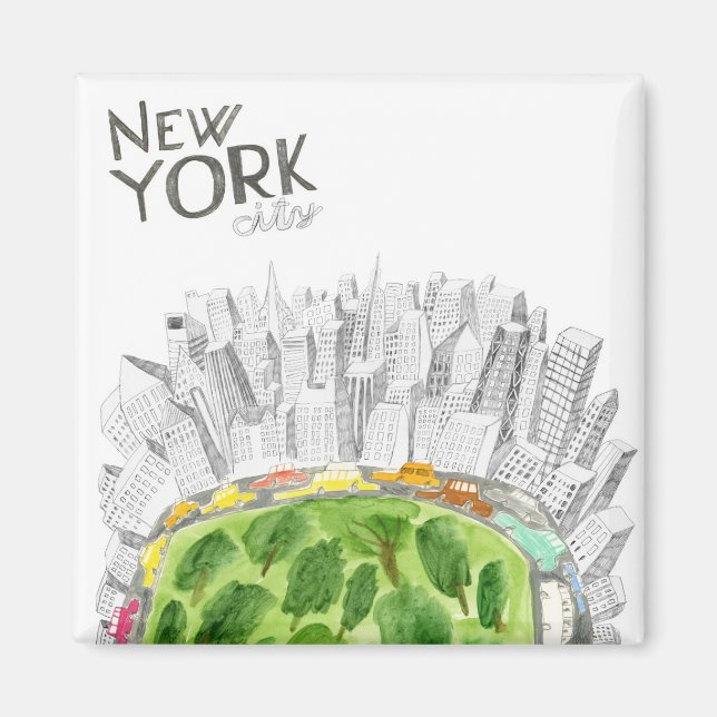 Central Park & New York City Collage Magnet (Front)