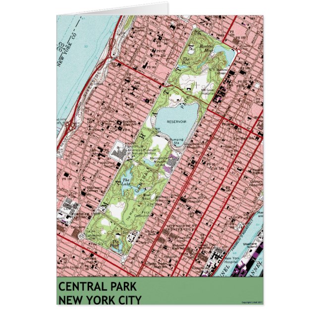 Central Park New York City Vintage Map (Front)