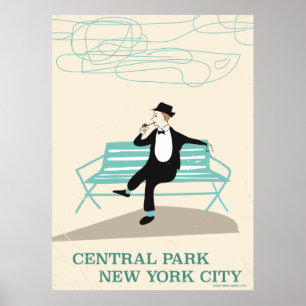 Central Park New York City vintage travel poster