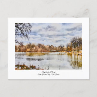 Central Park New York City Watercolor Painting Postcard