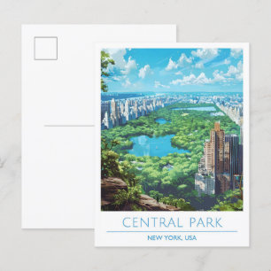 Central Park New York USA Vintage Travel  Postcard