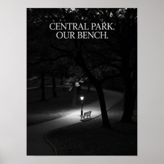 Central Park Our Bench Night Photography Poster