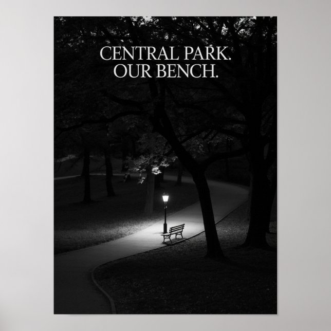 Central Park Our Bench Night Photography Poster (Front)