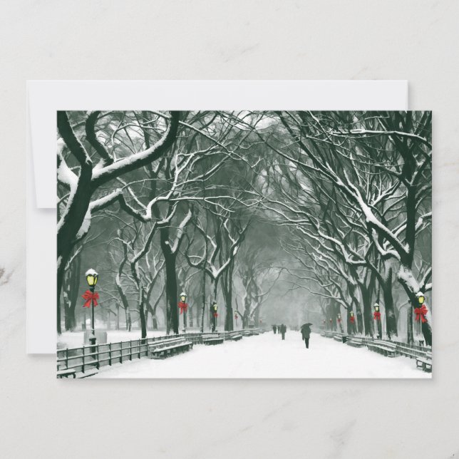 Central Park Snowy Path invitation (Front)