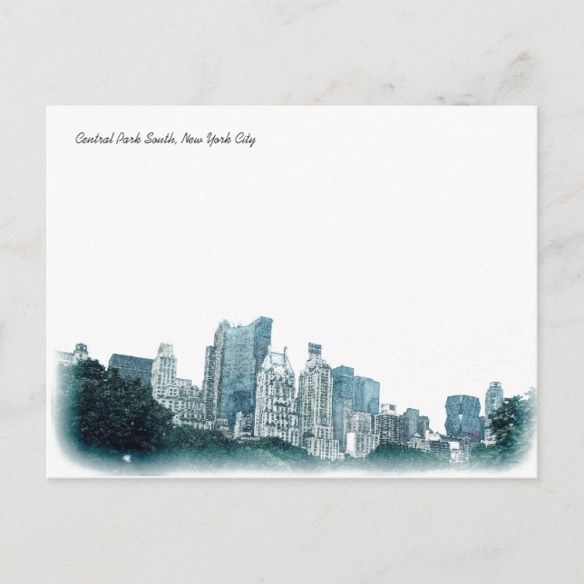 "Central Park South" New York City Postcard (Front)