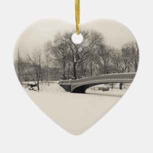 Central Park Winter - Bow Bridge Snow Ceramic Ornament
