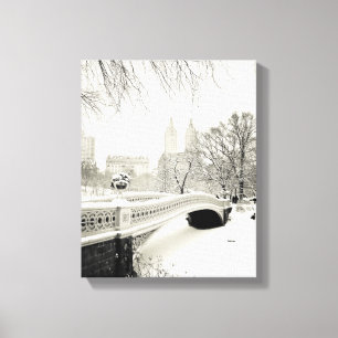 Central Park Winter - Snow on Bow Bridge Canvas Print