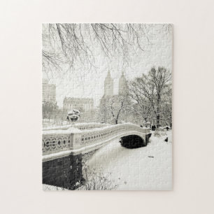 Central Park Winter - Snow on Bow Bridge Jigsaw Puzzle