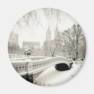 Central Park Winter - Snow on Bow Bridge Magnet