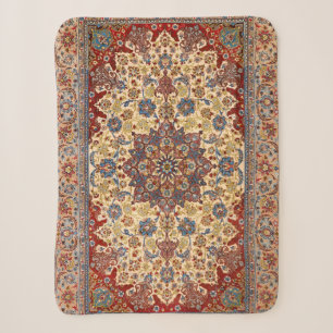 Central Persia Blue Symmetrical Stars  Sherpa Blanket