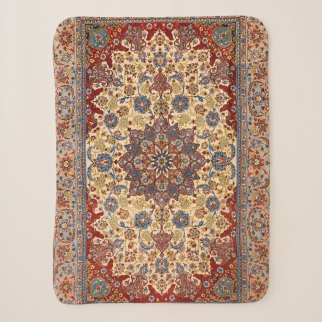 Central Persia Blue Symmetrical Stars  Sherpa Blanket (Front)