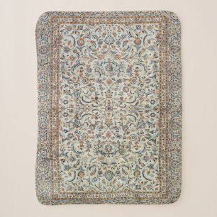 Central Persia Muted Dusty Cream Grey Rug Sherpa Blanket