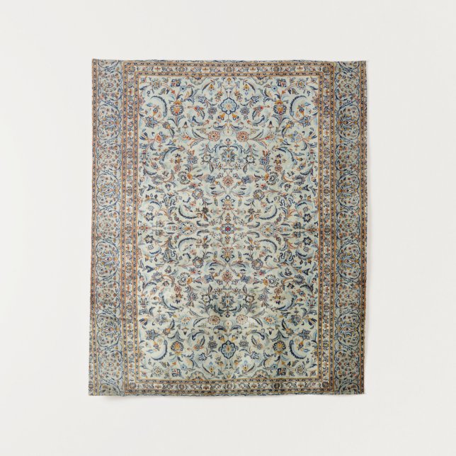 Central Persia Muted Dusty Cream Grey Rug Tapestry (Front)