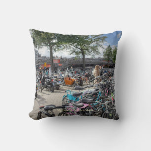 Central Station Bicycle Park, Sights of Amsterdam Throw Pillow