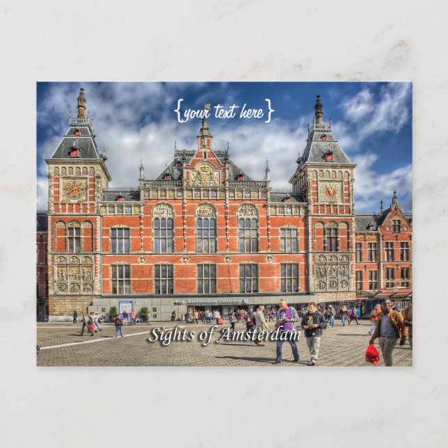 Central Station, Sights of Amsterdam Postcard (Front)