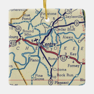 Centre AL Vintage Map Ceramic Ornament