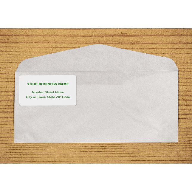 Centre aligné Green Plain Text Expédition commerci (Center aligned green plain text business shipping label on envelope)