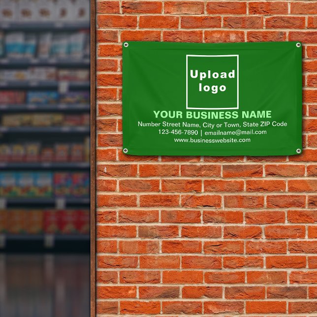 Centre Aligné Marque commerciale sur Bannière vert (Green banner with your business brand in center aligned style)