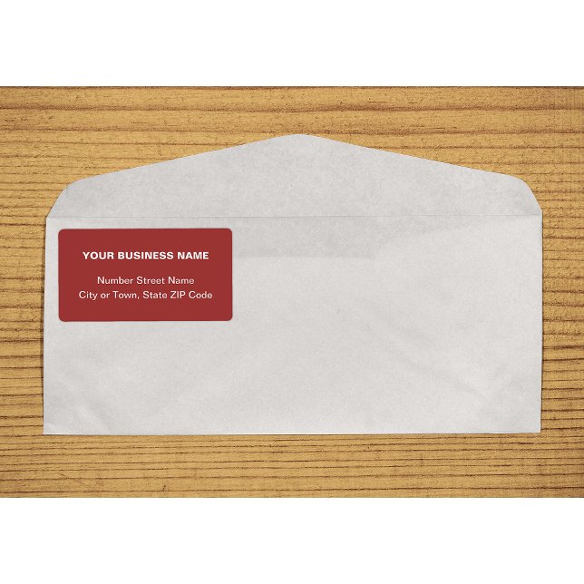 Centre Aligné Texte brut Entreprise Livraison roug (Center aligned plain text business red shipping label on envelope)