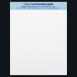 Centre Aligned and Monochrome Blue Heading of Letterhead<br><div class="desc">Simple and plain texts designs are often easy to understand and remember. Plain texts design heading of letterhead that you can customize to advertise your business or to promote your brand name to customers or clients. Customizable office supply that you can use to build brand name awareness. Design on the...</div>
