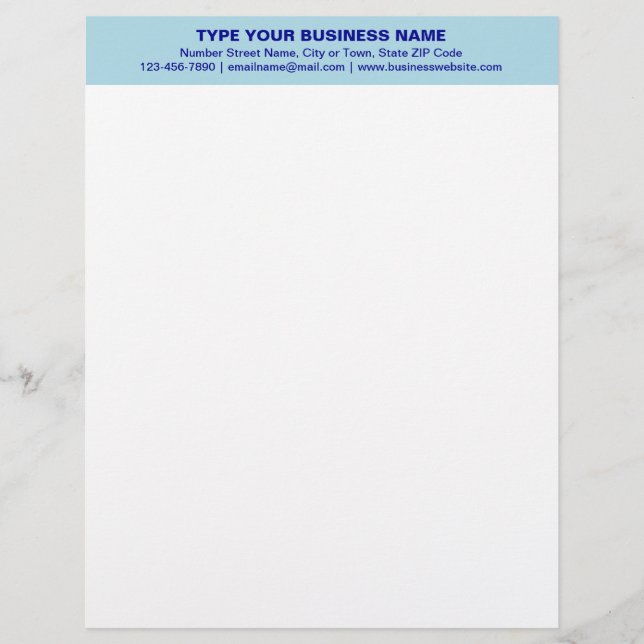 Centre Aligned and Monochrome Blue Heading of Letterhead (Front)