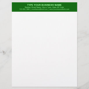 Centre Aligned and Monochrome Green Heading of Letterhead