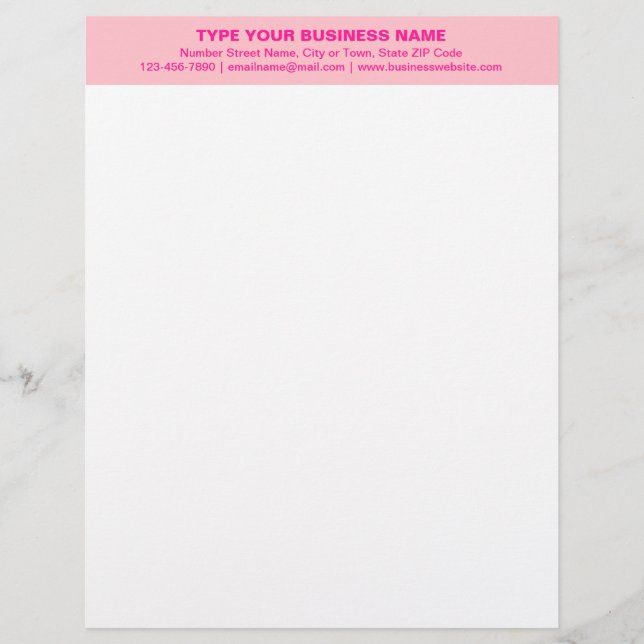 Centre Aligned and Monochrome Pink Heading of Letterhead (Front)