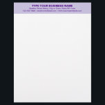 Centre Aligned and Monochrome Purple Heading of Letterhead<br><div class="desc">Simple and plain texts designs are often easy to understand and remember. Plain texts design heading of letterhead that you can customize to advertise your business or to promote your brand name to customers or clients. Customizable office supply that you can use to build brand name awareness. Design on the...</div>