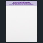 Centre Aligned and Monochrome Purple Heading of Letterhead<br><div class="desc">Simple and plain texts designs are often easy to understand and remember. Plain texts design heading of letterhead that you can customize to advertise your business or to promote your brand name to customers or clients. Customizable office supply that you can use to build brand name awareness. Design on the...</div>