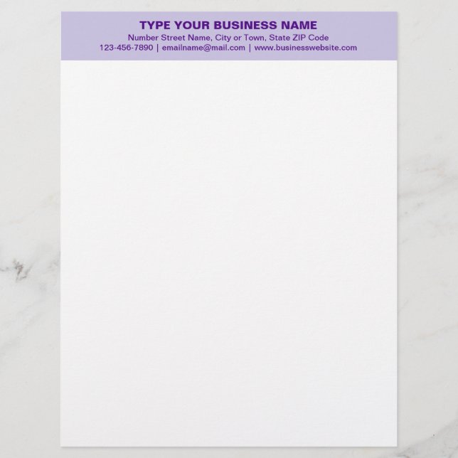 Centre Aligned and Monochrome Purple Heading of Letterhead (Front)