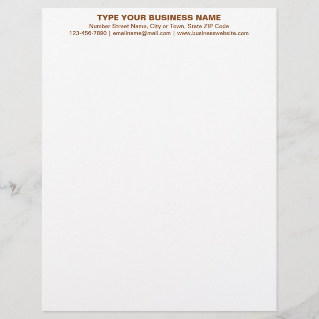 Centre Aligned Brown Plain Texts Heading of Letterhead (Front)