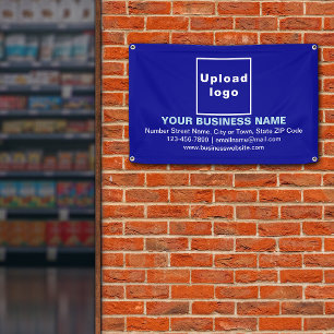 Centre Aligned Business Brand on Blue Banner