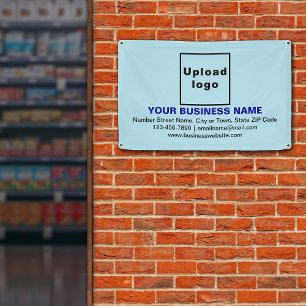 Centre Aligned Business Brand on Light Blue Banner