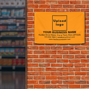 Centre Aligned Business Brand on Orange Banner