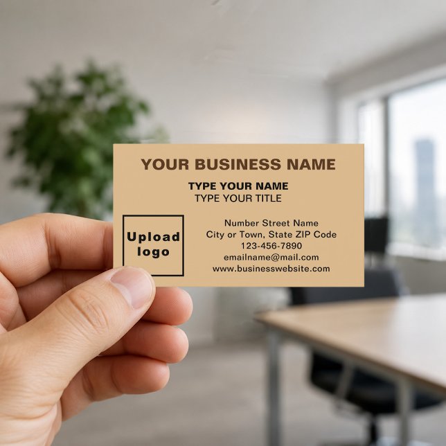 Centre-Aligned Light Brown Business Cards (Front of the business card)