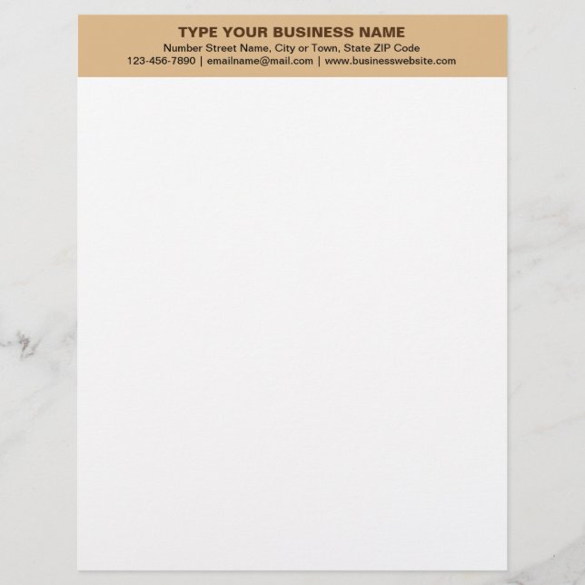 Centre Aligned Plain Texts, Light Brown Heading of Letterhead (Front)