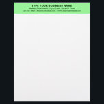 Centre Aligned Plain Texts, Light Green Heading of Letterhead<br><div class="desc">Simple and plain texts designs are often easy to understand and remember. Plain texts design heading of letterhead that you can customize to advertise your business or to promote your brand name to customers or clients. Customizable office supply that you can use to build brand name awareness. Design on the...</div>