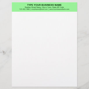 Centre Aligned Plain Texts, Light Green Heading of Letterhead