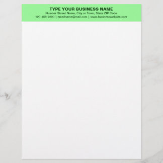 Centre Aligned Plain Texts, Light Green Heading of Letterhead