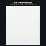 Centre Aligned Plain Texts on Black Heading of Letterhead<br><div class="desc">Simple and plain texts designs are often easy to understand and remember. Plain texts design heading of letterhead that you can customize to advertise your business or to promote your brand name to customers or clients. Customizable office supply that you can use to build brand name awareness. Design on the...</div>
