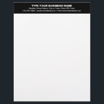 Centre Aligned Plain Texts on Black Heading of Letterhead<br><div class="desc">Simple and plain texts designs are often easy to understand and remember. Plain texts design heading of letterhead that you can customize to advertise your business or to promote your brand name to customers or clients. Customizable office supply that you can use to build brand name awareness. Design on the...</div>