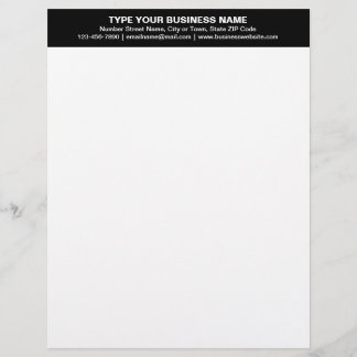 Centre Aligned Plain Texts on Black Heading of Letterhead