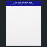 Centre Aligned Plain Texts on Blue Heading of Letterhead<br><div class="desc">Simple and plain texts designs are often easy to understand and remember. Plain texts design heading of letterhead that you can customize to advertise your business or to promote your brand name to customers or clients. Customizable office supply that you can use to build brand name awareness. Design on the...</div>