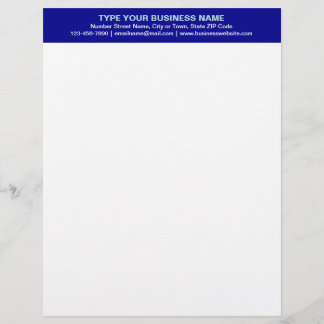 Centre Aligned Plain Texts on Blue Heading of Letterhead