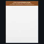 Centre Aligned Plain Texts on Brown Heading of Letterhead<br><div class="desc">Simple and plain texts designs are often easy to understand and remember. Plain texts design heading of letterhead that you can customize to advertise your business or to promote your brand name to customers or clients. Customizable office supply that you can use to build brand name awareness. Design on the...</div>