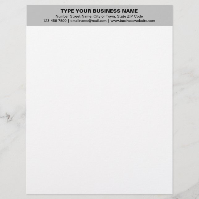 Centre Aligned Plain Texts on Grey Heading of Letterhead (Front)