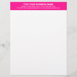 Centre Aligned Plain Texts on Pink Heading of Letterhead